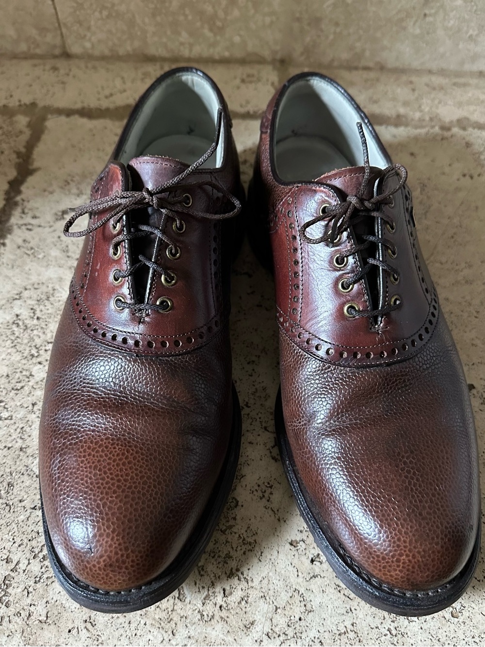 Men’s Footjoy Vintage Classics Premier Spikeless Golf Shoes Oxford Brown Leather